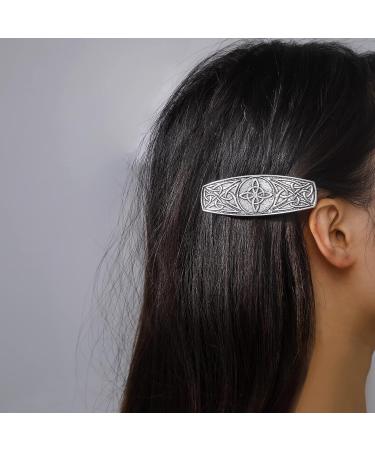 TEAMER Celtic Knot Hair Clip - Vintage Metal Barrette Headwear for Women, Witches Knot 2 - Antique Silver - Buy Online on GoSupps.com