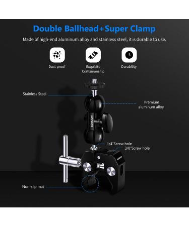 NEEWER Camera Mount Clamp with Dual Ball Head Adapter - Compatible with GoPro, Insta360, SmallRig - for Webcam, Monitor, Flash, Mic, LED Video Light Panel - ST10 - Buy Online on GoSupps.com