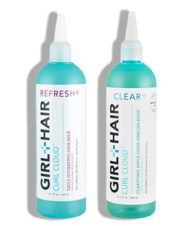 GIRL+HAIR Apple Cider Vinegar Hair Rinse and Hydrating Hair Milk Set (2x10.1 fl oz) – Remove Buildup, Reduce Dandruff, Encourage Growth – No Parabens or Sulfates - All Hair Types