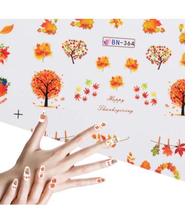 Autumn Nail Stickers Fall Nail Stickers Autumn Maple Leaves Pumpkin Turkey Nail Art Stickers Thanksgiving Themed Water Transfer Nail Decorations 12 Sheets/Set Fall Nail Decals - Buy Online on GoSupps.com
