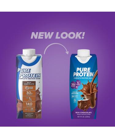 Pure Protein Protein Shake Bundle 30g Protein 11oz Bottles 12 Packs Strawberry & Chocolate Milkshake Flavors - Buy Online on GoSupps.com