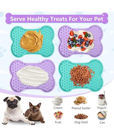 UPSKY Lick Mat 2 Pack for Dogs Cats - Slow Feeder & Anxiety Reducer - Bone-Shaped Treat Mat for Training - Ideal for Peanut Butter & Yogurt - Blue+Purple - Buy Online on GoSupps.com