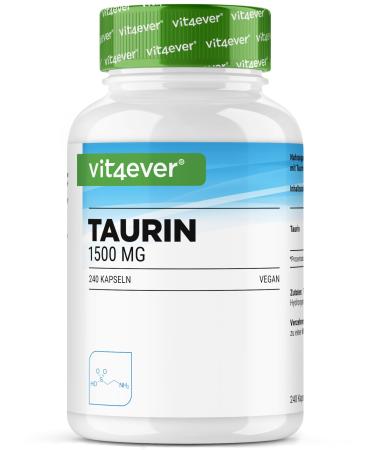 Taurine - 240 Capsules - High Dosed with 1500 mg per Daily Serving - 99% Purity - No Additives - Vegan