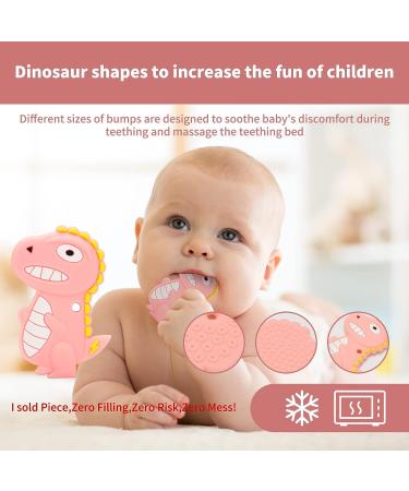 Baby Teething Tubes Toys for Newborn Infants Silicone Baby Teether Toy Tube for 3-6 Months BPA Free Dinosaur Teether with 2Pcs Finger Toothbrush Boys & Girls (Pink) - Buy Online on GoSupps.com