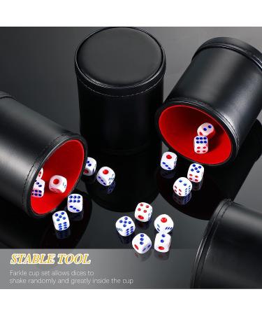 Skylety 6-Piece PU Leather Dice Cups Set with 30 Dices - Red Leatherette Felt Lining for Craps Farkle Game - Buy Online on GoSupps.com