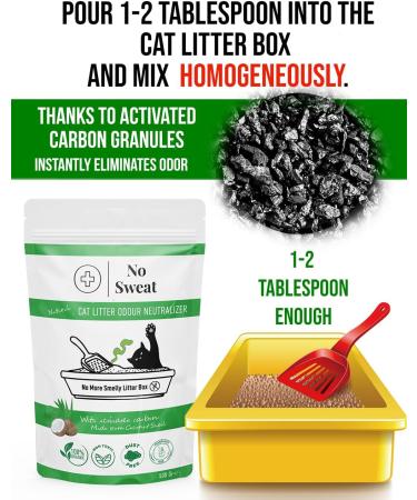 No Sweat Activated Carbon Cat Litter Odour Neutralizer-Made Of Coconut Shell-All Natural-No Chemical Toxic Ingredients-Unscented-Planet Friendly-Economy Pack-500 GR- Packing May Vary - Buy Online on GoSupps.com