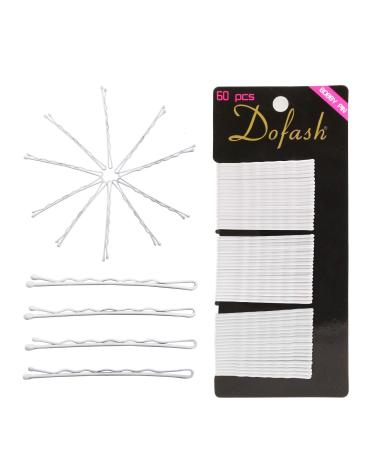Dofash 60Pcs Metal 5Cm/2In Wavy Bobby Pins Hair Clips Grips For Hair Decoration(White)