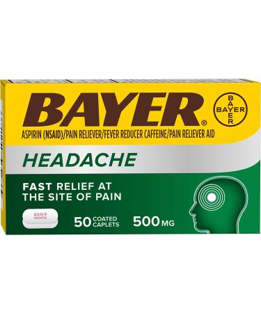 Bayer Headache Aspirin 500mg - Pain Relief and Fever Reduction - Buy Online on GoSupps.com