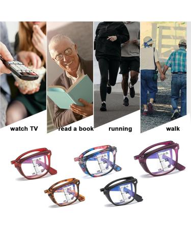 Lightweight Fold Blue Light Blocking Reading Glasses for Women Men Progressive Multifocus Computer Readers(Couleur:Purple Grandeur:2.0x) - Buy Online on GoSupps.com