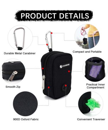Portable Dog Walking Treat Bag with Feces Bag Dispenser - Black | Hands-Free Faecal Bag Holder for Easy Leash Use - Buy Online on GoSupps.com
