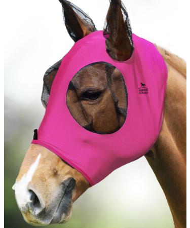 Harrison Howard Super Comfort Stretchy Fly Mask Large Eye Space with UV Protection Skin with Breatathability Rosenrot L Large Rosenrot