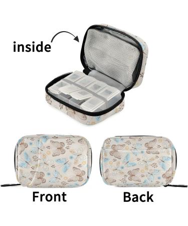Buy Pfrewn 7-Day Pill Organizer Case - Retro Butterflies & Flowers Travel Pill Box Portable Vitamin Holder - Best Supplement Organizer - Buy Online on GoSupps.com