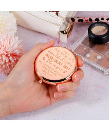 Sister Gift Compact Mirror - Inspirational Christmas Birthday Valentines Day Present for Women, Teens, and Besties - Buy Online on GoSupps.com