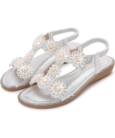 Buy XTZYGLFD Women's Silver Wedge Heel Sandals - Trendy Summer Flip-Flops Buckle Size 11 (UK 7) - Stylish Women's Fashion Shoes - Buy Online on GoSupps.com