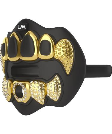 Loudmouth 3D Chrome Grillz Football Mouth Guard for Adults & Youth | Maximum Air Flow & Teeth Protection | Sports Mouthpiece - Chrome Black/Gold - Buy Online on GoSupps.com