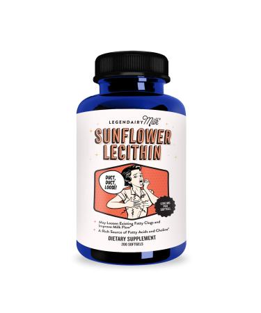 Legendairy Milk Sunflower Lecithin, 1200mg of Organic Sunflower Lecithin per Softgel, 200 count bottle