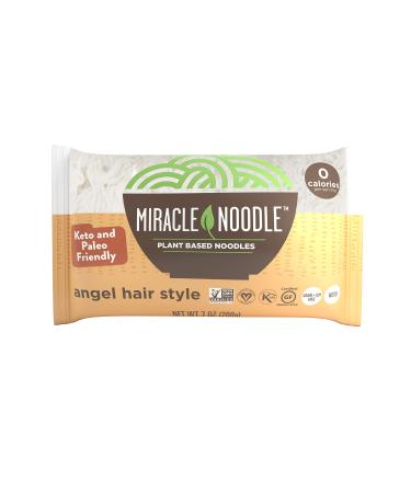 Miracle Noodle Shirataki Zero Carb, Gluten Free Pasta, Angel Hair 7oz (Pack of 6)(Packaging May Vary)