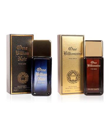 META-BOSEM One Billionaire+One Billion Noir Men's Cologne Collection Eau de Toilette Natural Spray - Fresh Scent - Holiday Gift Set (Pack of 2) Each 3.4 Fl Oz Total 6.8 Fl Oz