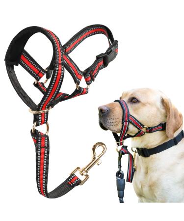 Maulkorbline for heavy pullers no pulling stylish headhaft for medium-sized and large aggressive dogs gentle dog views stops pulling and suffocating the pet at XL (snout: 9.4 "-15.7") Red