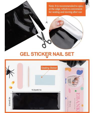 Halloween Gel Nail Wrap Sticker Set - Pumpkin Spider Web Skull Design, Red Polish Strips for Women, Halloween Nail Art Decor - UV/LED Lamp Required - Buy Online on GoSupps.com