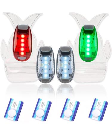4pcs Navigation lights for boats kayak, LED Safety Light, 3 Types Flashing Mode, Easy Clip-On Kit for Boat Bow, Stern, Mast, Paddles, Pontoon, Kayaking Accessories, Yacht, Bike Tail, Red Green White 01 1Green-1Red-2White
