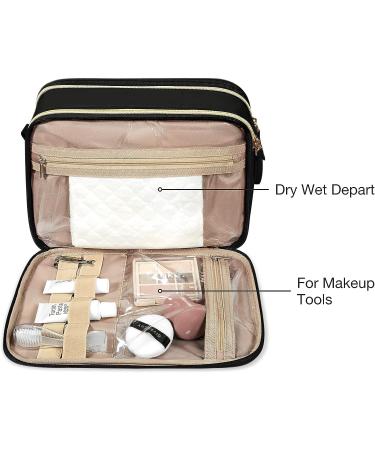 BAGSMART Large Travel Toiletry Bag - Water-resistant Organizer for Makeup, Shampoo & Toiletries | Black Medium Size - Buy Online on GoSupps.com