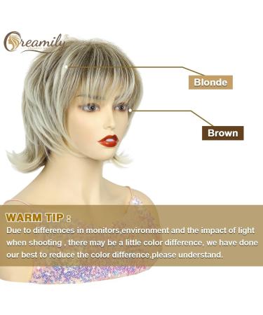 Creamily Pixie Cut Wig: Shaggy Layered Fluffy Brown Mixed Blonde 80s Mullet Rocker Wigs for Women - Buy Online on GoSupps.com