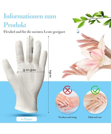 Vegcoo 11 Pairs of 100% Cotton White Gloves | Soft Flexible & Reusable Protective Gloves for Dry Hands Neurodermatitis Moisturizer & Jewelry Control | International Shipping - Buy Online on GoSupps.com
