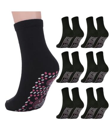 Alvo Feet Socks for Varicose Veins Alvo Feet Tourmaline Acupressure Self Heating Socks Diabetic Socks Women and Men (6PAIR Black) 6PAIR Black