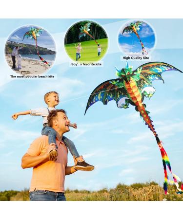 Green Dragon Kite - Easy Flyer for Kids & Adults | Colorful Tail String | Outdoor Sports & Beach Fun - Buy Online on GoSupps.com