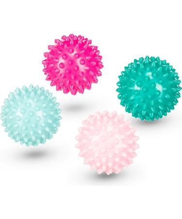 Massage ball set 4 -hedgehog ball hard nopping ball set perfect for trigger point therapy for stress reduction or for massage mini fascia ball - ball 6.5cm with a power bag cord strain (pink)