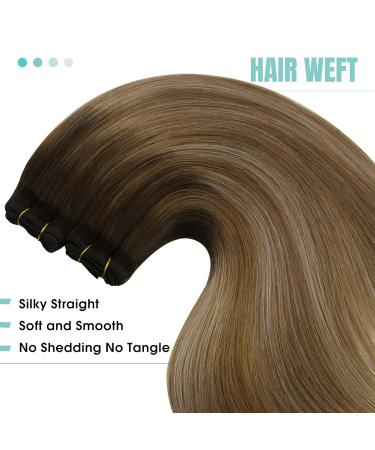 Shop Youngsee Balayage Tressen Extensions | 50cm Real Hair Weft - Brown & Blonde Mix for Women | #4/10/16 - 100g - Buy Online on GoSupps.com