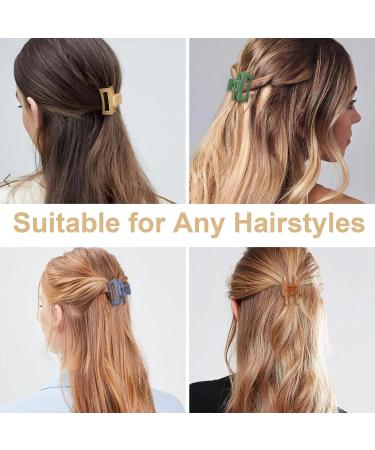 12 PCS Mini Hair Claw Clips for Women Girls - Non-slip Rectangle & Square Hair Jaw Clips in Multi-colored - Ideal for Thin to Medium Hair - Buy Online on GoSupps.com