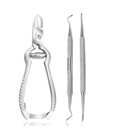 Glamified Nail Clippers Cutters Nippers for Thick Toenails Plus Nail Clippers for Fingernails Podiatry Instruments Clippers with Ingrown Toe Nail File Improved Quality