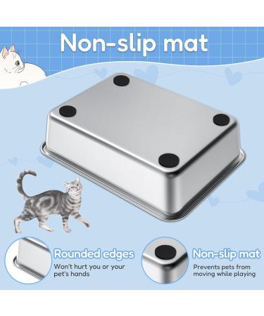 Lihong Stainless Steel Cat Toilet - Durable Cat & Bunny Litter Box (40x30x10 cm) - Perfect for Large Cats & Rabbits - Silver - Buy Online on GoSupps.com