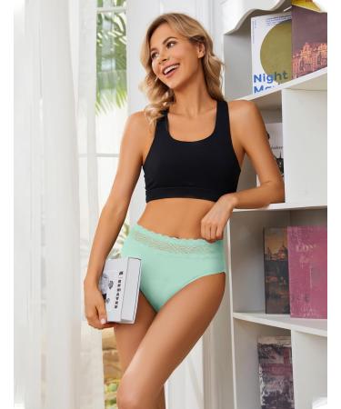Leovqn Lace Trim Period Pants for Women | Heavy Flow Menstrual Underwear | Leakproof Postpartum Briefs M | Black/Mint Green/Nude - Buy Online on GoSupps.com
