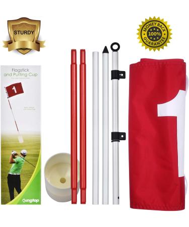 KINGTOP 6ft Golf Flagsticks Pro Set - Red Hole Cup Flags for Driving Range and Backyard - Buy Online on GoSupps.com