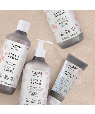 I LOVE Naturals Rose & Argan Body Wash Natural Oils Of Rose & Patchouli Formulated Using Essential Oils For Silky Smooth & Moisturised Skin 100% Recycled Bottle & Vegan-Friendly - 2 x 16.91 fl oz - Buy Online on GoSupps.com