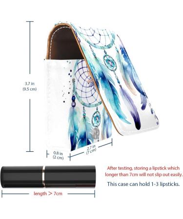 Travel Lipstick Organizer Case - Portable Makeup Bag with Mirror | Ethnic Feather Watercolor Design - Buy Online on GoSupps.com