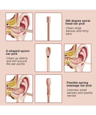 Stainless Steel Earwax Remover Kit - Rose Gold+Gold | Ear Cleaning Tool Set for Earwax Removal and Cleaning - Buy Online on GoSupps.com