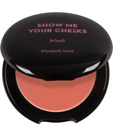 Elizabeth Mott Natural Pink Blush Makeup - Show Me Your Cheeks Blush Natural Glow - Cruelty Free - Buildable & Blendable Cheek Blush with a Light Shimmer - Compact Blusher  Peach Pink