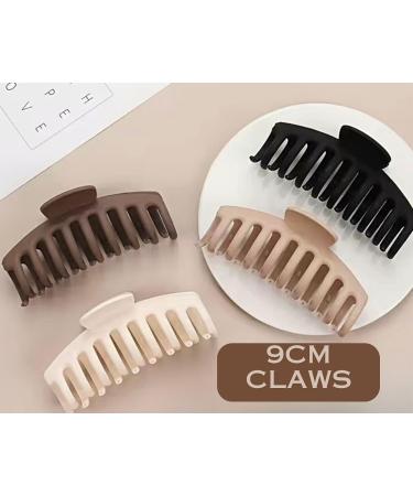 Muted Hair Claw Clips Set for Women and Girls - 4PCS Medium to Big Size Non-Slip Grip in Black, Brown, Beige, and Cream - Buy Online on GoSupps.com