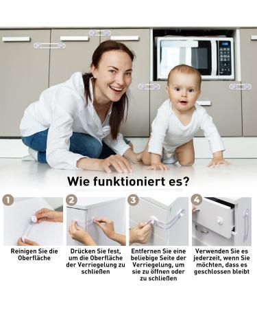 10-Piece Child Lock Set - Secure Cabinets & Drawers for Baby - Easy Adhesive Installation - No Drilling Needed - Buy Online on GoSupps.com