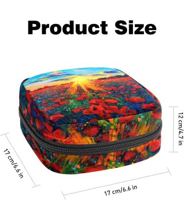 Sunset Poppy Flowers Portable Period Bag | Sanitary Napkin & Menstrual Cup Holder for Women & Teens - Buy Online on GoSupps.com