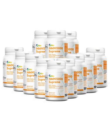 ALLBE NMN 15000 Supreme Capsules - 30 Count Nicotinamide Mononucleotide NMN 500mg NAD+ Supplement for Protection Against Free Radicals & support cellular health Made in Canada - Pack of 12 30 count (Pack of 12) Nmn 15000 (500mg)