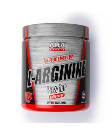 ALFA Sports Maximum L-Arginine Powder 5000mg Nitric Oxide Booster for Muscle Pump Energy & Circulation Pure Amino Acid Supplement Unflavored 200g Jar