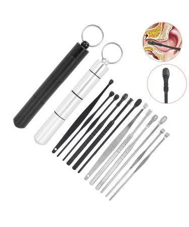 Stainless Steel Ear Wax Removal Kit - Reusable Ear Cleaner and Remover Tool for Ear Care (Black Silver) - Buy Online on GoSupps.com