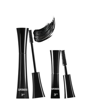 IT Cosmetics Lash Transformation Eye Makeup Set - Includes Full Size + Travel Size Superhero Volumizing & Lengthening Mascara - Lifts, Separates & Conditions Lashes - with Collagen, Biotin & Peptides