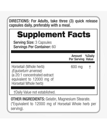 FITO MEDIC'S Horsetail Extract | Horsetail Whole Herb Capsules | 180 Capsules | Concentrated Extract | Highly Absorbable Herbal Supplement - Buy Online on GoSupps.com