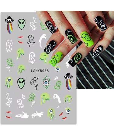 JMEOWIO 9 Sheets Halloween Glow in The Dark Nail Art Stickers Decals Self-Adhesive Lumious Skull Ghost Spider Web Bat Pumpkin Nail Supplies Nail Art Design Decoration Accessories - Buy Online on GoSupps.com